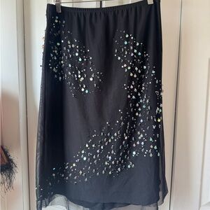 BCBG Black Midi Skirt with Iridescent Sequin Detail